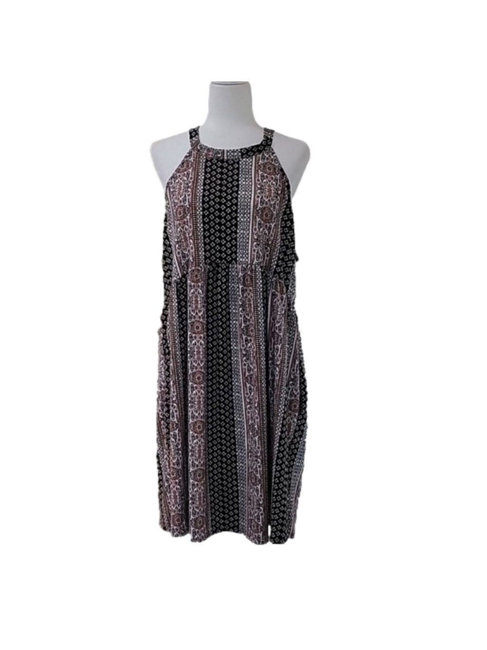 Haptics Multiprint Boho Sleeveless Halter Dress Size 1X NWT